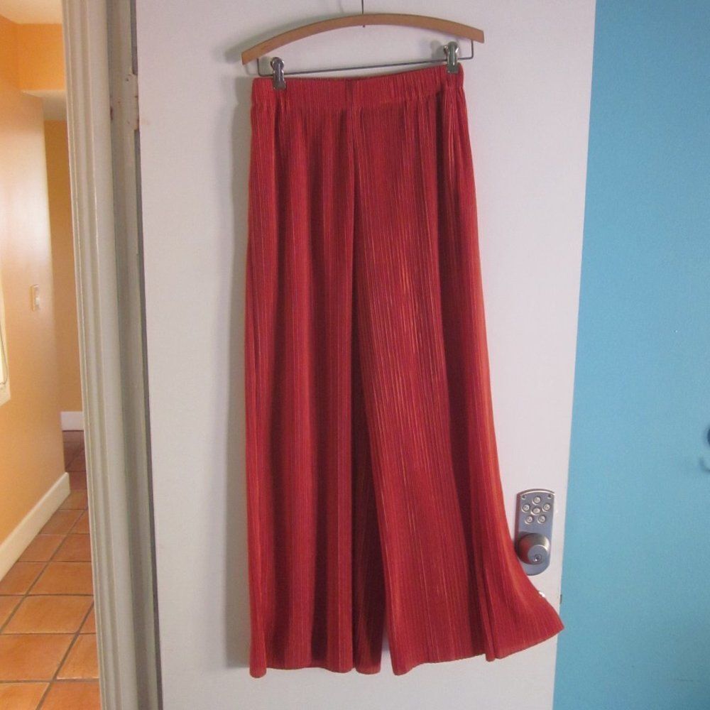 Bitte Kai Rand Womens Size S Orange Plisse Pants Crinkle Pleat Pull On Trousers
